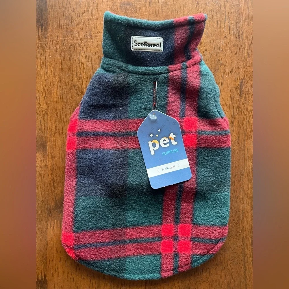 NWT SCENEREAL Dog Winter Clothes Reversible Jacket plaid or solid Size XS